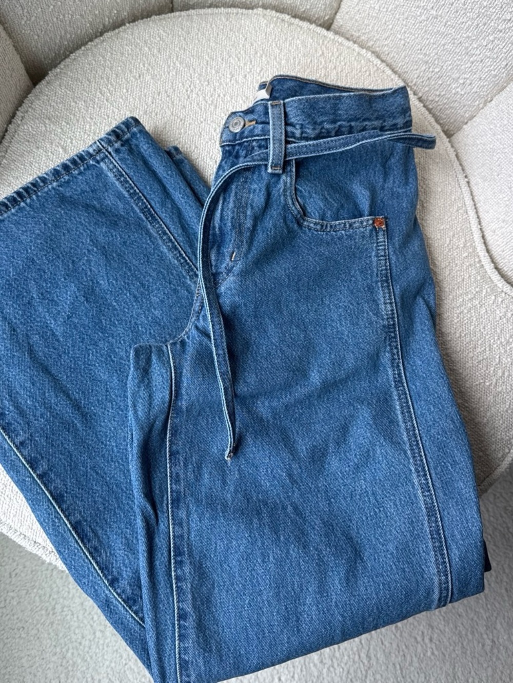 Levi's Womens Relaxed Blue Denim Jeans with Waist Tie
